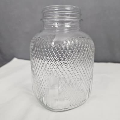 Vintage Owens-Illinois Square Glass Jar Diamond Pattern 1 qt. #2 - Thumbnail 4