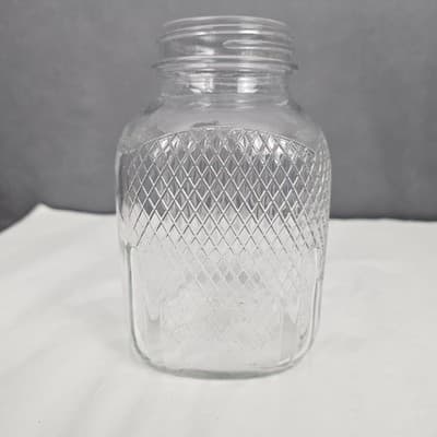 Vintage Owens-Illinois Square Glass Jar Diamond Pattern 1 qt. #2 - Thumbnail 3
