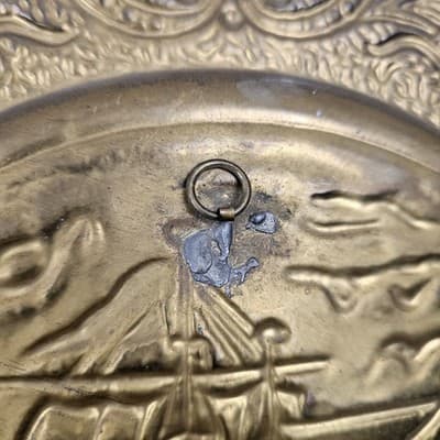 Vintage Brass Patina Embossed Wall Hangings 14" MADE IN ENGLAND - Thumbnail 6