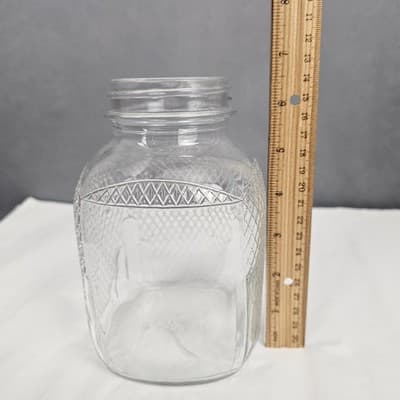Vintage Owens-Illinois Square Glass Jar Diamond Pattern 1 qt. #2 - Thumbnail 12