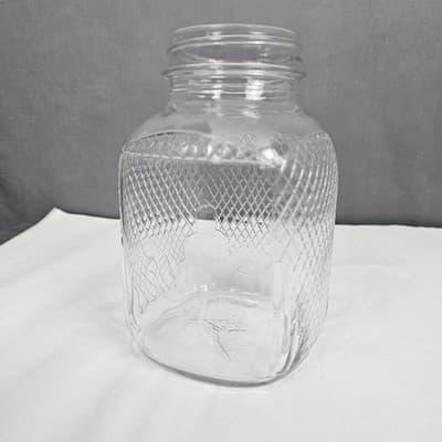Vintage Owens-Illinois Square Glass Jar Diamond Pattern 1 qt. #2 - Thumbnail 2