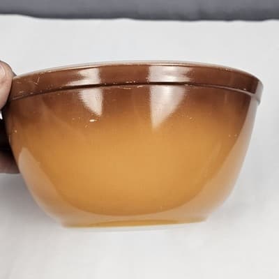 Vintage Pyrex Old Orchard Brown Ombre Mixing Bowl #402 1.5 Qt Large Nesting - Thumbnail 5