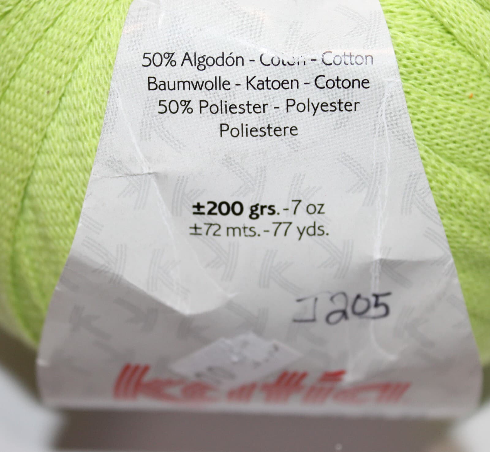 Katia Big Ribbon Col 19 Lime Green Cotton Polyester 200gr 77yd - Thumbnail 3