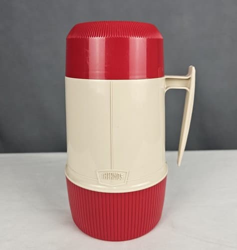 Thermos Wide Mouth Glass One Pint 6202 King Seely Vacuum Bottle Vintage Red - Thumbnail 2