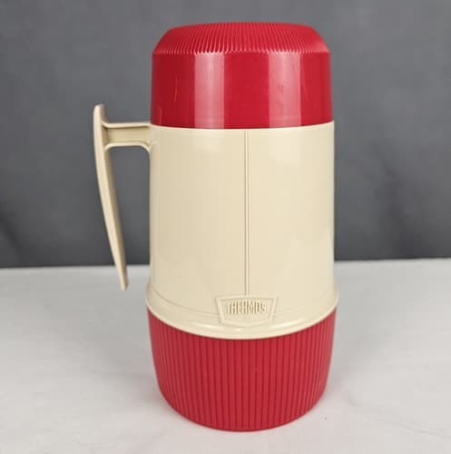 Thermos Wide Mouth Glass One Pint 6202 King Seely Vacuum Bottle Vintage Red - Thumbnail 3