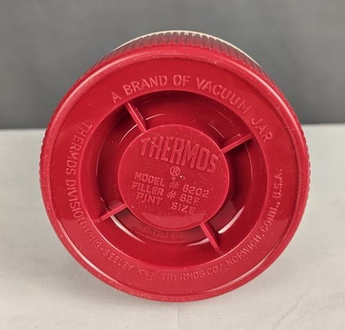 Thermos Wide Mouth Glass One Pint 6202 King Seely Vacuum Bottle Vintage Red - Thumbnail 4