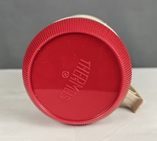Thermos Wide Mouth Glass One Pint 6202 King Seely Vacuum Bottle Vintage Red - Thumbnail 5