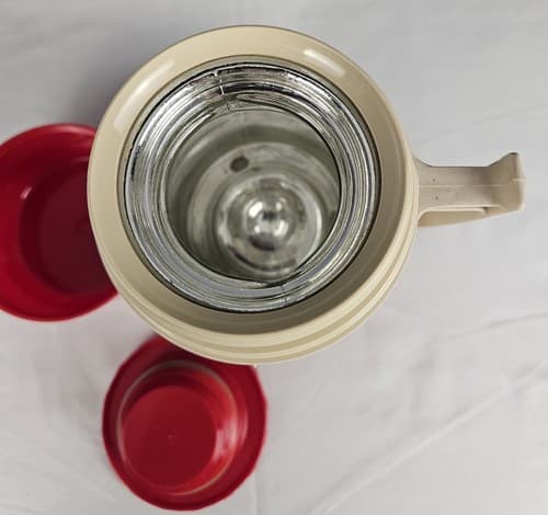 Thermos Wide Mouth Glass One Pint 6202 King Seely Vacuum Bottle Vintage Red - Thumbnail 8