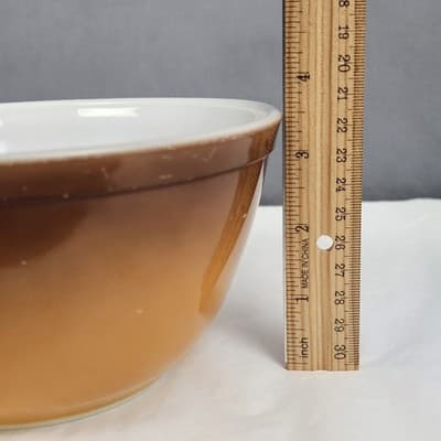 Vintage Pyrex Old Orchard Brown Ombre Mixing Bowl #402 1.5 Qt Large Nesting - Thumbnail 9