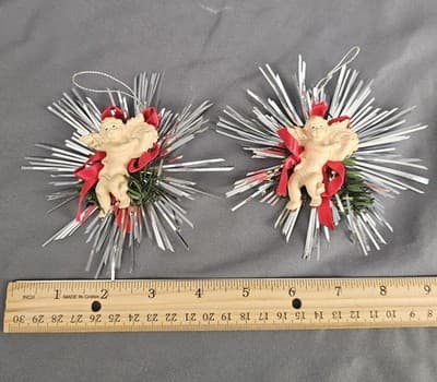 Vintage Resin Starburst Cherub Angel Ornament Christmas Holiday Set of 2 - Thumbnail 4