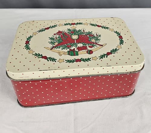 Rocking Horse Tin Christmas 1987 CHD Red Beige - Thumbnail 2