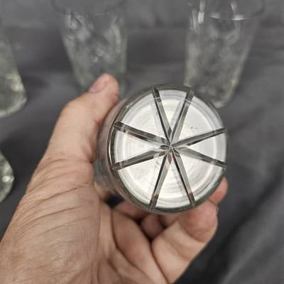 Sparkling Cut Glass Star Burst 6 oz Juice Tumblers - Set of 5 - Thumbnail 5
