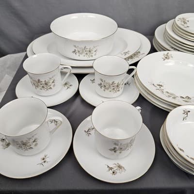 Vintage Twilight Rose China 37 piece Set Haviland Bavaria Germany Porcelain New - Thumbnail 2