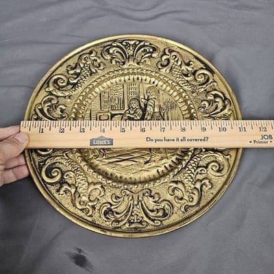 Vintage Brass Patina Embossed Wall Hangings 11" MADE IN ENGLAND - Thumbnail 3