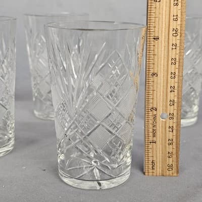 Sparkling Cut Glass Star Burst 6 oz Juice Tumblers - Set of 5 - Thumbnail 7