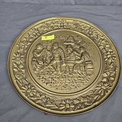 Vintage Brass Patina Embossed Wall Hangings 14.5" MADE IN ENGLAND - Thumbnail 7