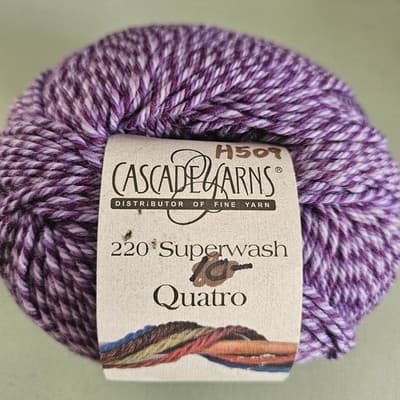 Cascade Yarns 220 Superwash Quatro Color 1959 Purple Mix 100% Wool, 3.5oz, 220yd - Thumbnail 2