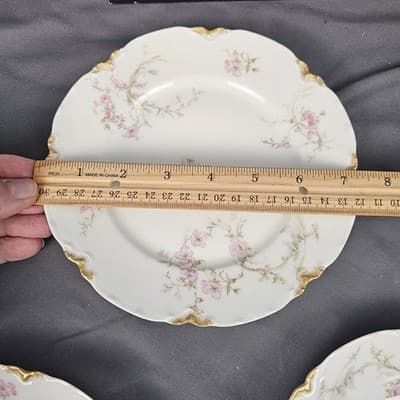 Haviland Limoges June Bride Pink Rose Gold Trim Plates Set of 4 7.25" Scalloped - Thumbnail 3