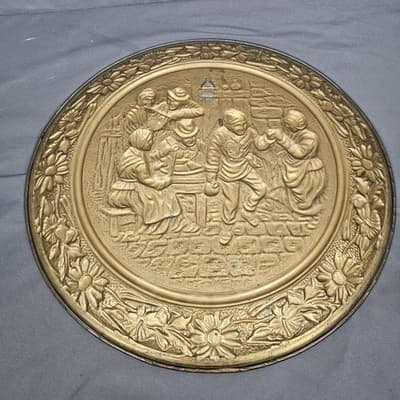 Vintage Brass Patina Embossed Wall Hangings 14.5" MADE IN ENGLAND - Thumbnail 5
