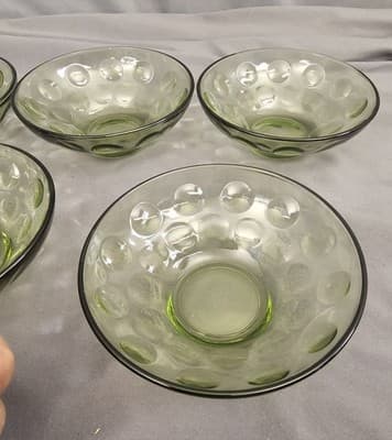 5 Vintage Hazel Atlas Eldorado Green Raindrop Small Dessert/Fruit Bowls 4 3/4” - Thumbnail 5