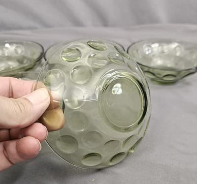 5 Vintage Hazel Atlas Eldorado Green Raindrop Small Dessert/Fruit Bowls 4 3/4” - Thumbnail 4