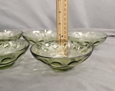 5 Vintage Hazel Atlas Eldorado Green Raindrop Small Dessert/Fruit Bowls 4 3/4” - Thumbnail 7