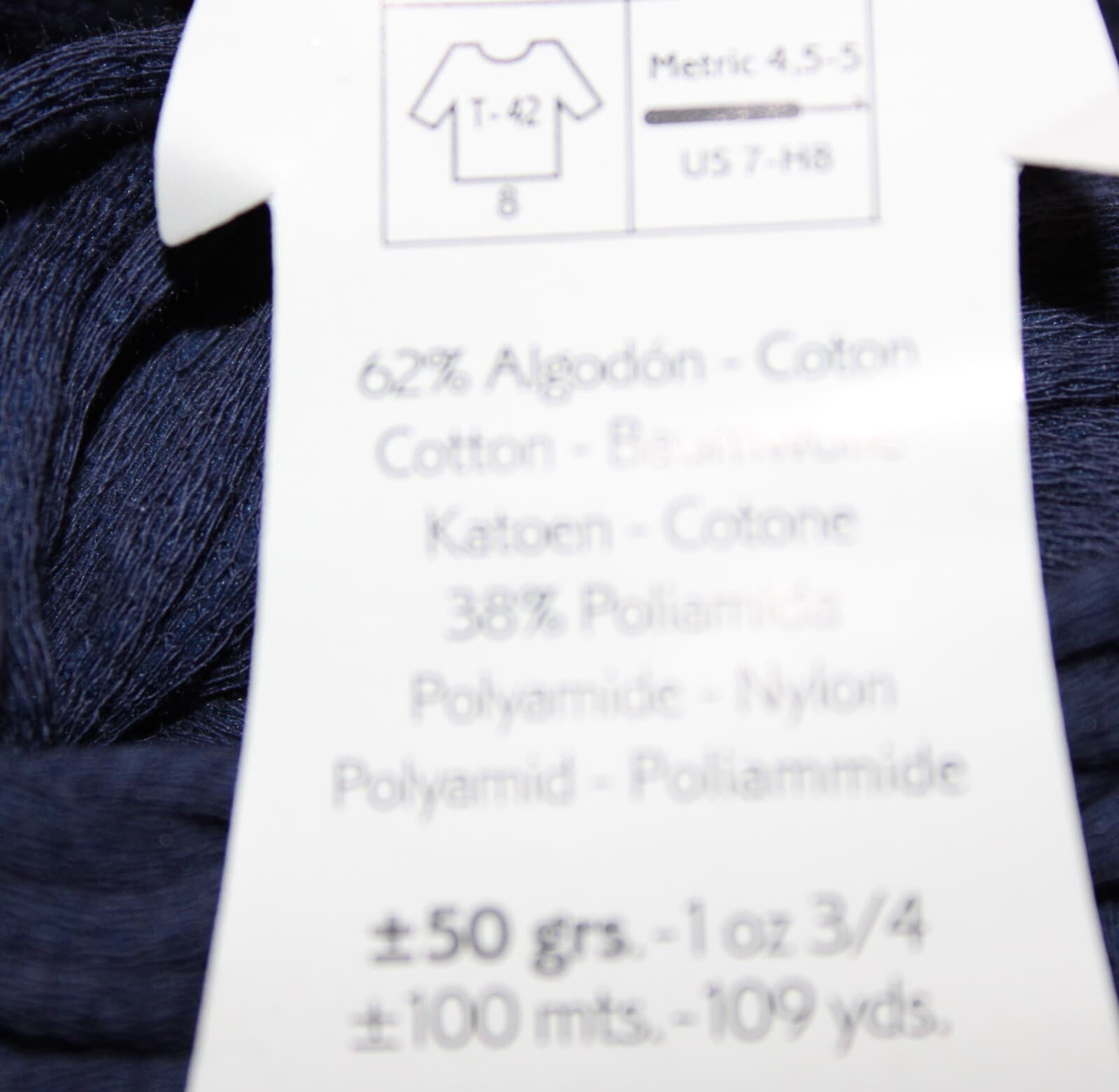 Katia Bulky Cotton Col 69 Dark Blue Cotton Nylon 50gr 109yd - Thumbnail 5
