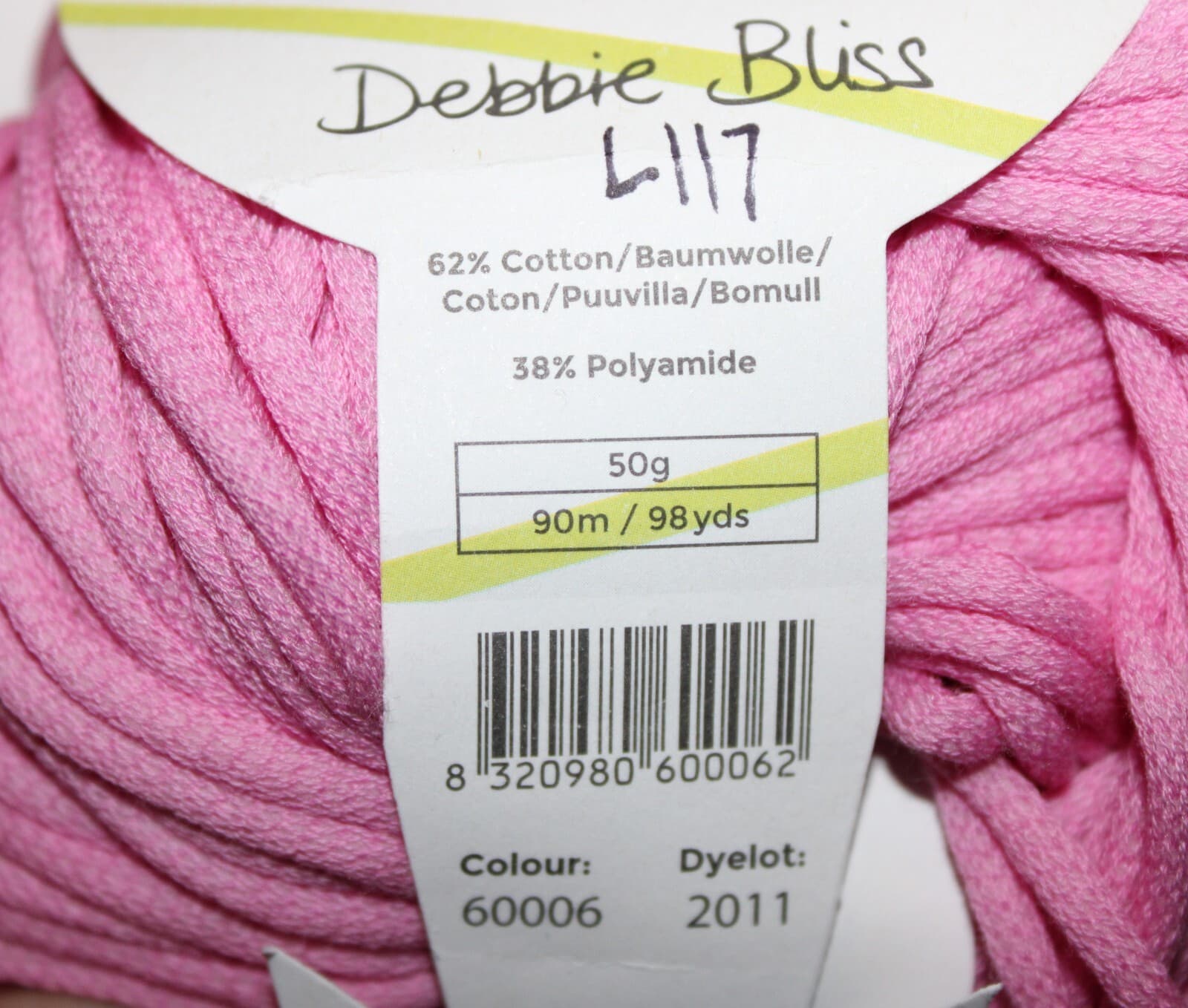 Plymouth Yarn Cleo Col 60006 Pink Cotton Nylon 50gr 98yd - Thumbnail 4