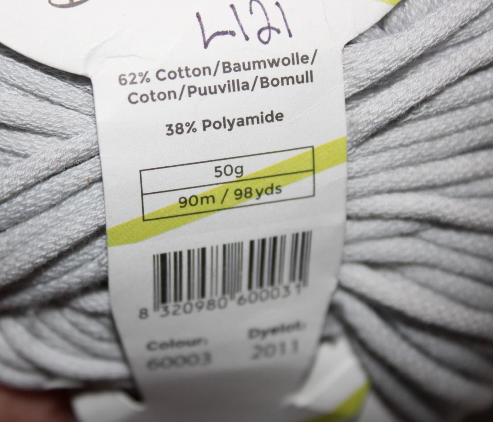 Plymouth Yarn Cleo Col 60003 Taupe Cotton Nylon 50gr 98yd - Thumbnail 4