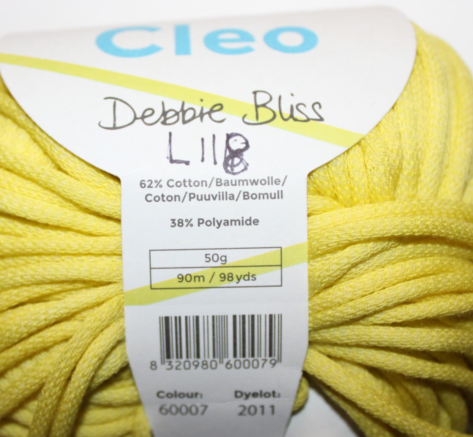 Plymouth Yarn Cleo Col 60007 Yellow Cotton Nylon 50gr 98yd - Thumbnail 4
