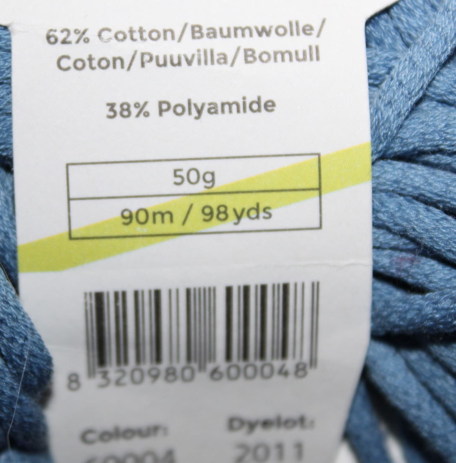 Plymouth Yarn Cleo Col 60004 Blue Cotton Nylon 50gr 98yd - Thumbnail 5