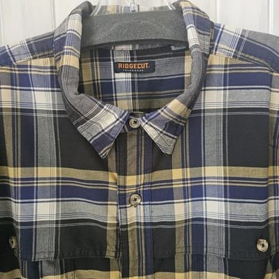 Ridgecut Men's Toughwear Shirt 2XL Plaid Button Up Collared Short Sleeve Pockets - Thumbnail 3