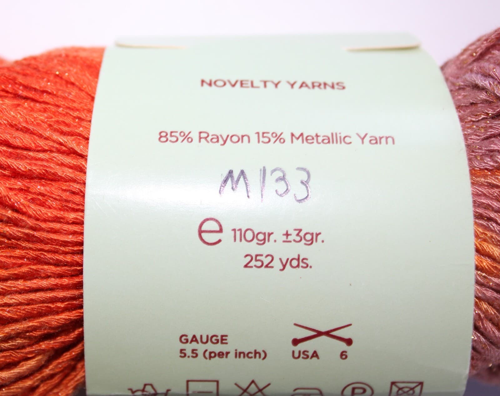 Feza Yarn Viva Glitz Orange Pink Mix 85% Rayon 15% Metalic Yarn 110gr 252yd - Thumbnail 6