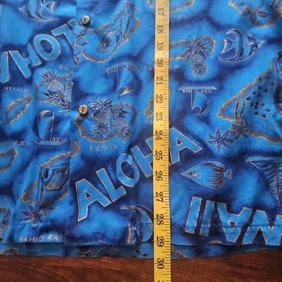 Made In Hawaii Mens Hawaii Shirt Large Blue Button Tropical Vintage Hawaiian L - Thumbnail 8