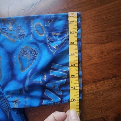 Made In Hawaii Mens Hawaii Shirt Large Blue Button Tropical Vintage Hawaiian L - Thumbnail 13