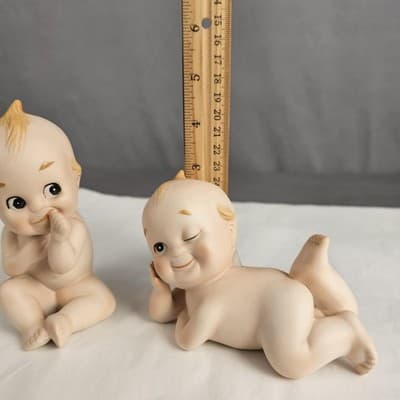 Lefton Kewpie Figurines Cute Babies Bisque Porcelain Set Of 2 Made in Japan - Thumbnail 5