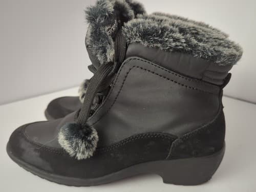 Sporto Women's Black Suede Gray Fur Ankle Boots Faux Leather Size 7M Style 3176 - Thumbnail 5