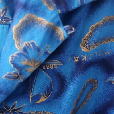 Made In Hawaii Mens Hawaii Shirt Large Blue Button Tropical Vintage Hawaiian L - Thumbnail 5