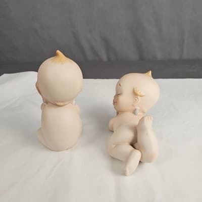 Lefton Kewpie Figurines Cute Babies Bisque Porcelain Set Of 2 Made in Japan - Thumbnail 6
