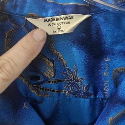 Made In Hawaii Mens Hawaii Shirt Large Blue Button Tropical Vintage Hawaiian L - Thumbnail 4