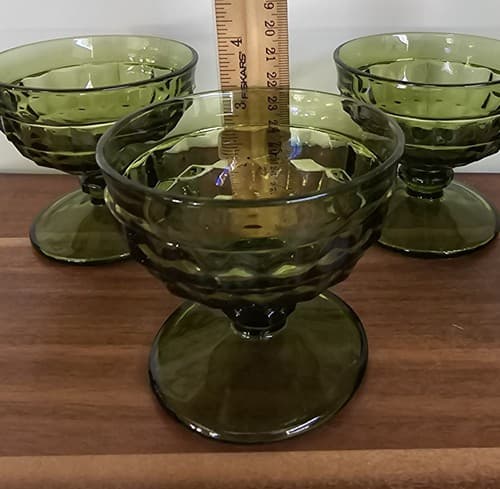 Set of 4 Indiana Glass Whitehall Green Footed Sherbet Dessert Glasses Vintage - Thumbnail 3