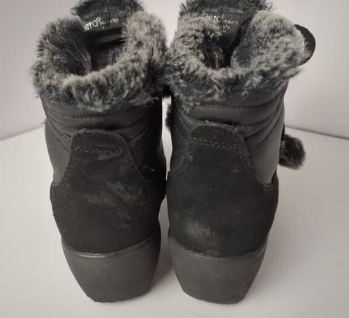 Sporto Women's Black Suede Gray Fur Ankle Boots Faux Leather Size 7M Style 3176 - Thumbnail 3