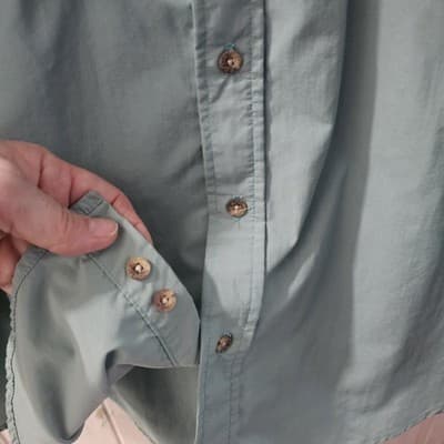 Sportif Shirt Mens Large Light Green Long Sleeve Button Up Travel Outdoor Vented - Thumbnail 5
