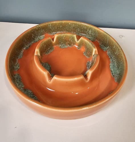 Vintage Retro Orange Ashtray USA 3578 Ceramic - Thumbnail 2