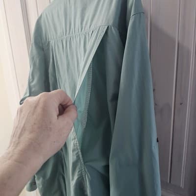 Sportif Shirt Mens Large Light Green Long Sleeve Button Up Travel Outdoor Vented - Thumbnail 9