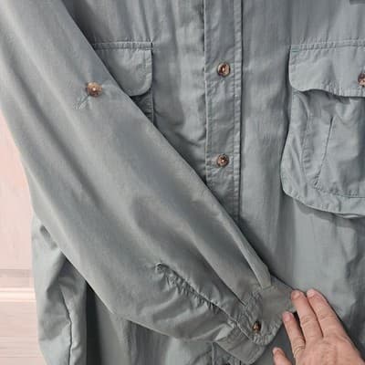 Sportif Shirt Mens Large Light Green Long Sleeve Button Up Travel Outdoor Vented - Thumbnail 4