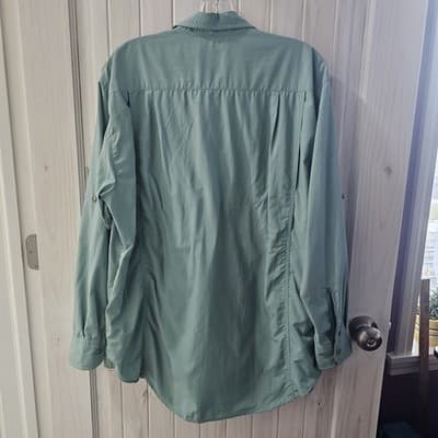 Sportif Shirt Mens Large Light Green Long Sleeve Button Up Travel Outdoor Vented - Thumbnail 2