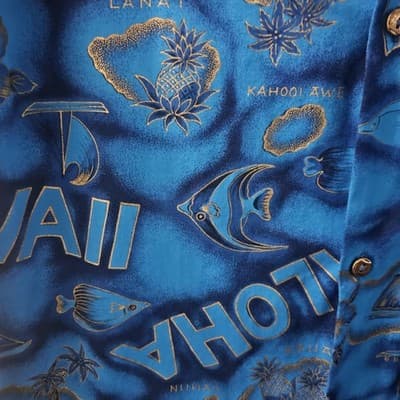 Made In Hawaii Mens Hawaii Shirt Large Blue Button Tropical Vintage Hawaiian L - Thumbnail 3