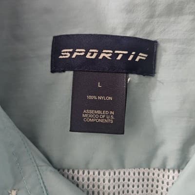 Sportif Shirt Mens Large Light Green Long Sleeve Button Up Travel Outdoor Vented - Thumbnail 7