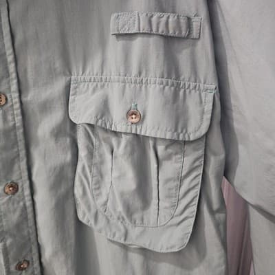 Sportif Shirt Mens Large Light Green Long Sleeve Button Up Travel Outdoor Vented - Thumbnail 6